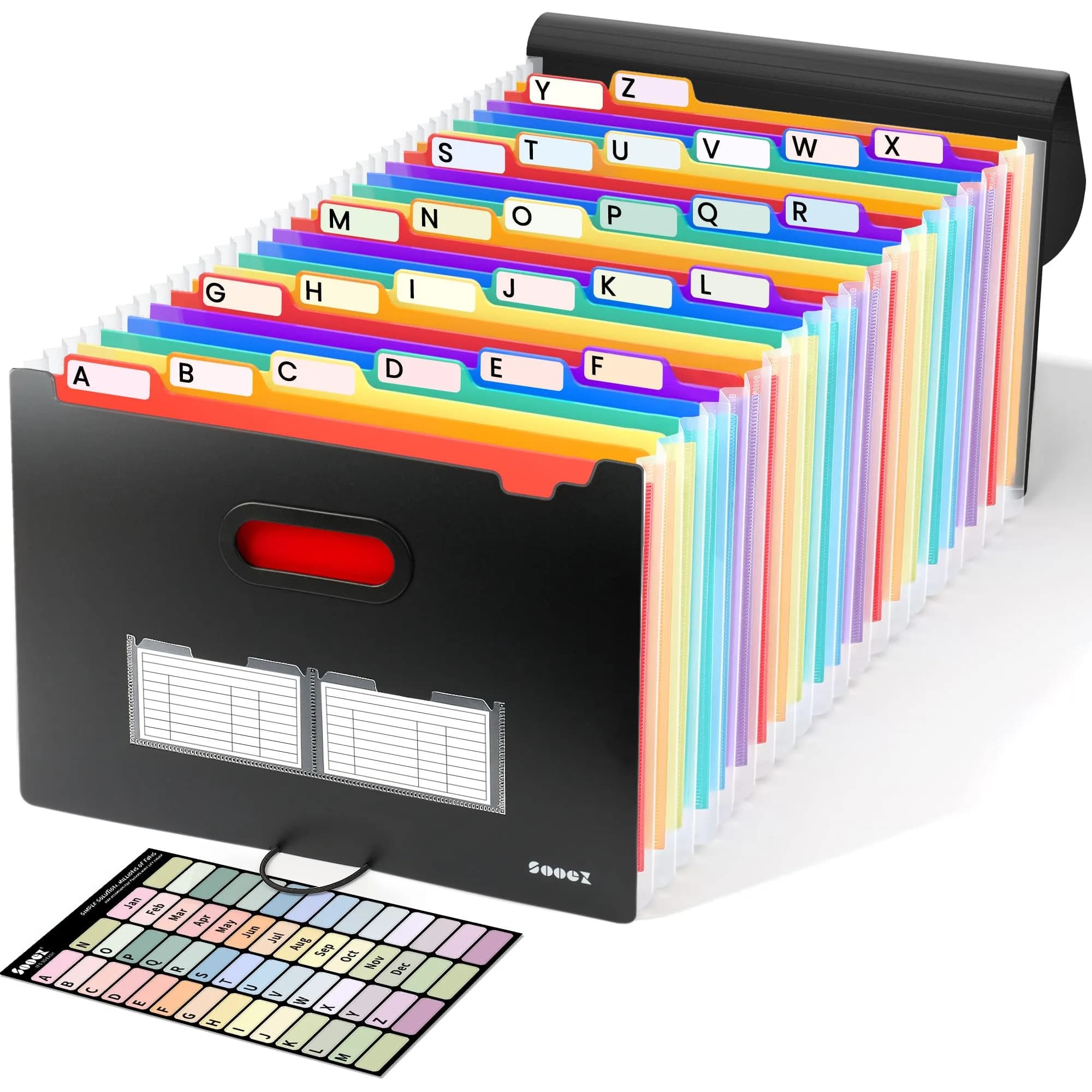 Sooez 26-Pocket Expanding File Folder - Letter Size, Black - main product image