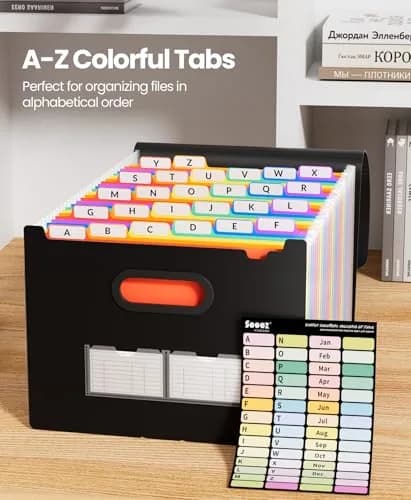 Sooez Accordion File Organizer, 26-Pocket Letter Size Expanding File Folder | Deeper Pockets & Unobstructed Tabs thumbnail 6