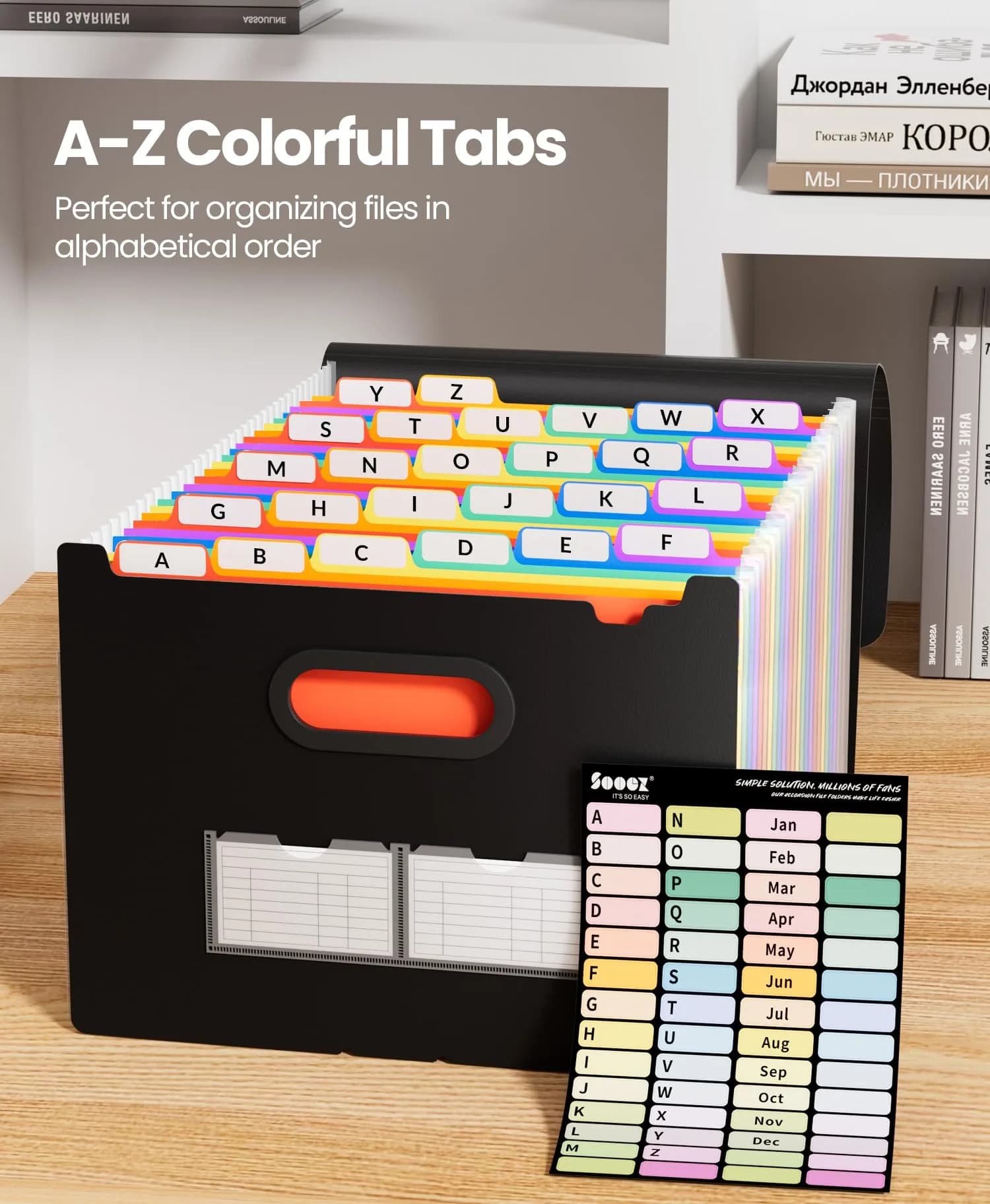 Sooez 26-Pocket Expanding File Folder Letter Size | Deeper Pockets Keep Index Tabs Visible - view 5