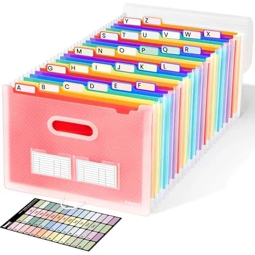 Sooez 26-Pocket Expanding File Folder Letter Size | Deeper Pockets Keep Index Tabs Visible thumbnail 1