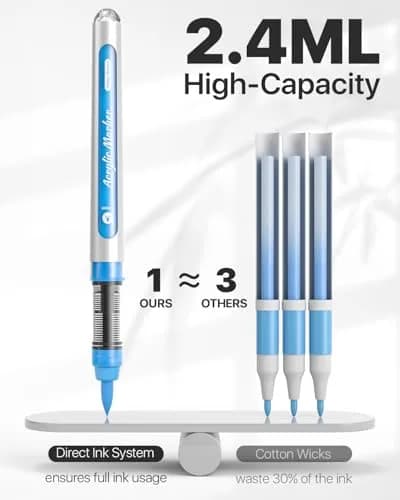 JusArt 36 Colors Acrylic Paint Markers Brush Tip, Automatic Ink Control, 299g (10.5oz) | ASTM D4236 & EN71 Certified thumbnail 8