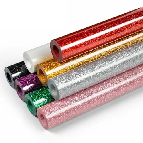 HTVRONT Glitter HTV Vinyl Bundle 8 Rolls 10" x 3FT | SGS Certified Heat Transfer Vinyl for T-Shirts thumbnail 1