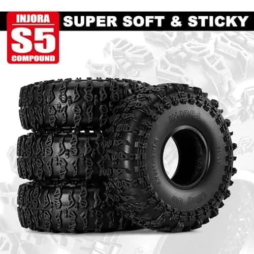 INJORA 1.9" Cling On Tires 120×42mm for 1/10 RC Crawler | Super Soft & Sticky S5 Compound thumbnail 4