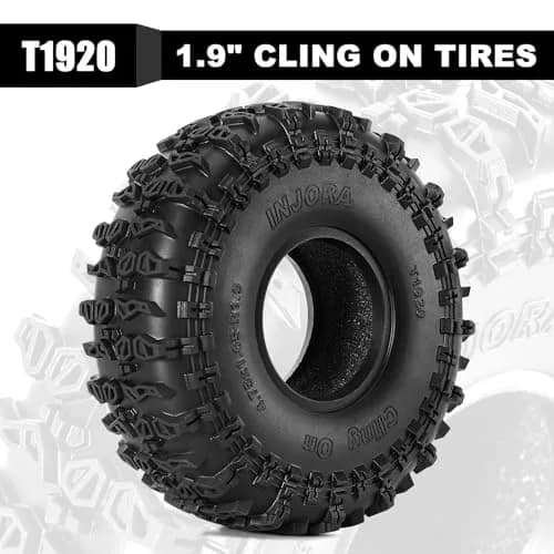 INJORA 1.9" Cling On Tires 120×42mm for 1/10 RC Crawler | Super Soft & Sticky S5 Compound thumbnail 2