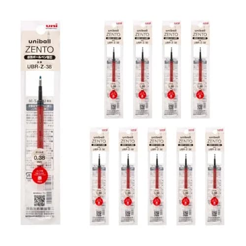uniball ZENTO Water-Based Ink Refill UBR-Z-38, 0.38mm Extra Fine Point, Red, Pack of 10 | Smooth Ink Flow thumbnail 1