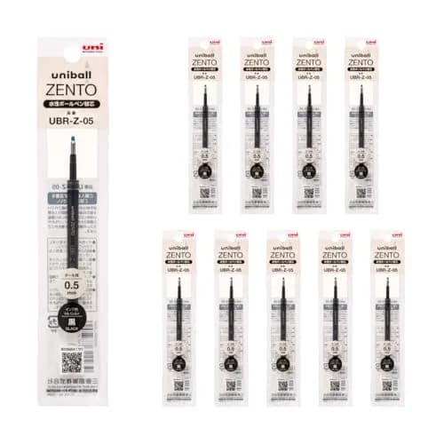 uniball ZENTO Water-Based Ink Refill UBR-Z-05, 0.5mm Fine Point, Black, Pack of 10 | Smooth Ink Flow, 40% Less Friction thumbnail 1
