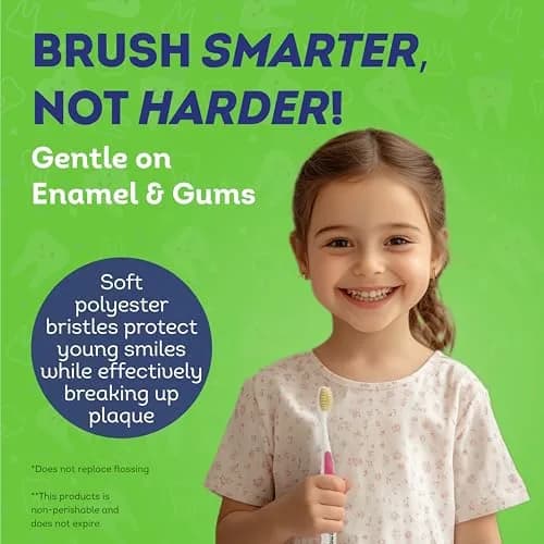 MOUTHWATCHERS Soft Flossing Manual Toothbrush for Kids and Teens, 2-Pack Blue | Dual-Layered Bristles for Deeper Clean thumbnail 3