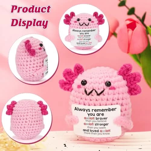 WEYON Handmade Crochet Axolotl Plush Toy 3.81 cm (1.5 inches) | ASTM-Tested Non-Toxic Toy Figure thumbnail 4