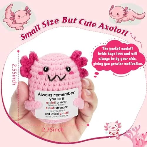 WEYON Handmade Crochet Axolotl Plush Toy 3.81 cm (1.5 inches) | ASTM-Tested Non-Toxic Toy Figure thumbnail 2