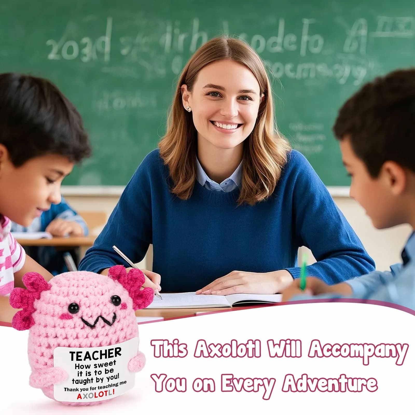 WEYON Handmade Crochet Axolotl Desk Toy | Teacher Appreciation Gift 1.5 inch (3.81 cm) - view 5