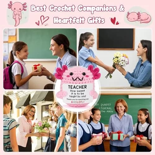 WEYON Handmade Crochet Axolotl Desk Toy | Teacher Appreciation Gift 1.5 inch (3.81 cm) thumbnail 6
