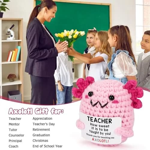 WEYON Handmade Crochet Axolotl Desk Toy | Teacher Appreciation Gift 1.5 inch (3.81 cm) thumbnail 7