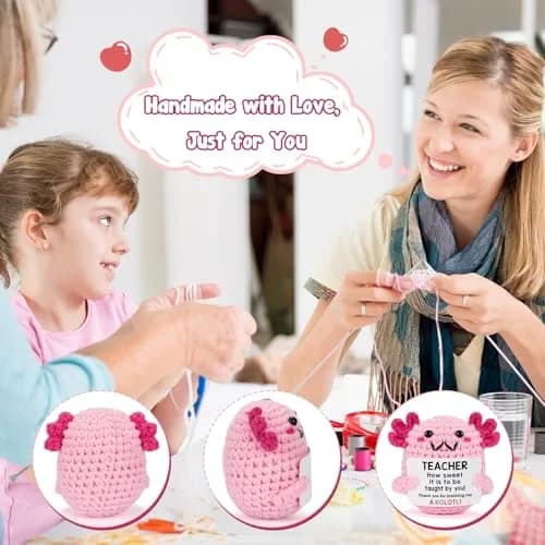 WEYON Handmade Crochet Axolotl Desk Toy | Teacher Appreciation Gift 1.5 inch (3.81 cm) thumbnail 3