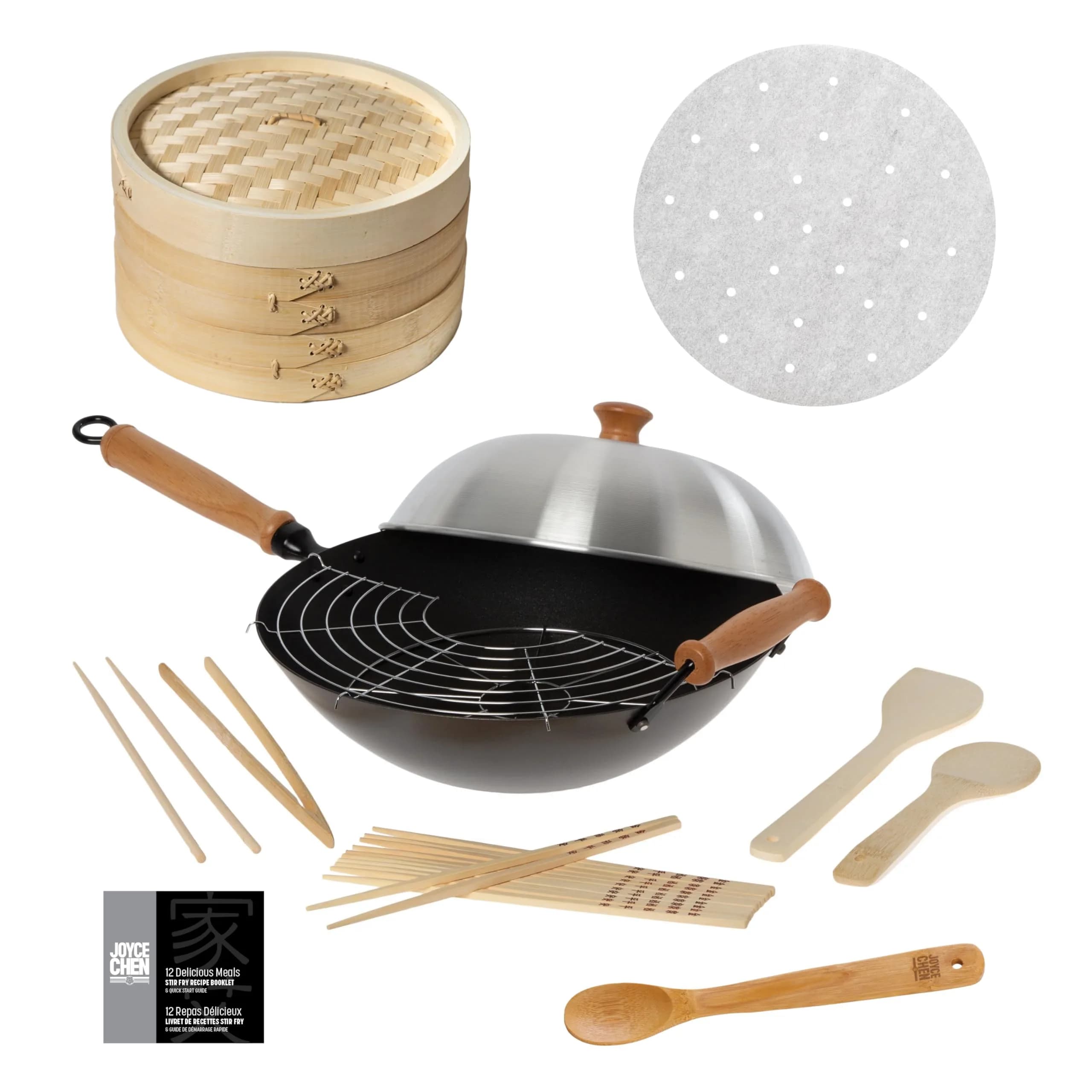 Joyce Chen Professional Series Nonstick 14-Inch Wok 13-Piece PFAS Free Cookware Set | Authentic Asian Cooking — 14" Wok 13-Piece Set