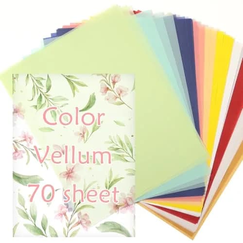 cridoz 70 Pcs Colored Vellum Translucent Paper 8.5 x 11 Inches | 100 GSM Tracing Paper for Crafts & Invitations thumbnail 1