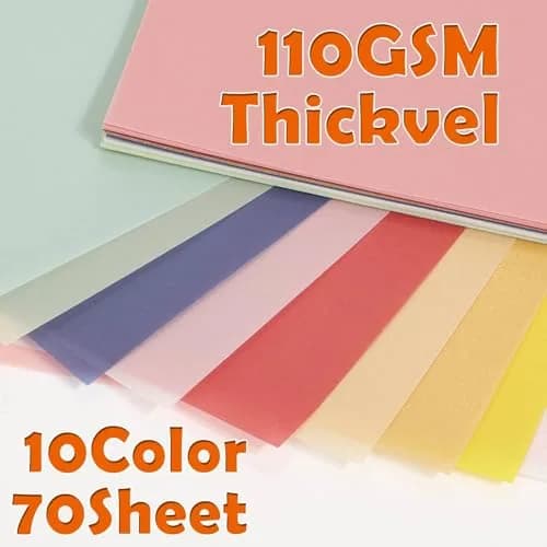 cridoz 70 Pcs Colored Vellum Translucent Paper 8.5 x 11 Inches | 100 GSM Tracing Paper for Crafts & Invitations thumbnail 4