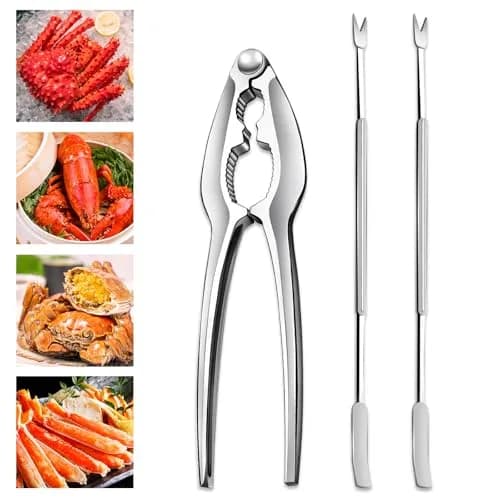 Vicsamer Lobster Crackers and Picks Set | Heavy Duty Seafood Tools for Crab & Lobster | Stainless Steel & Zinc Alloy | Silvery thumbnail 1