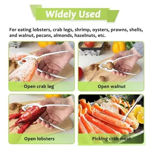 Vicsamer Lobster Crackers and Picks Set | Heavy Duty Seafood Tools for Crab & Lobster | Stainless Steel & Zinc Alloy | Silvery thumbnail 4