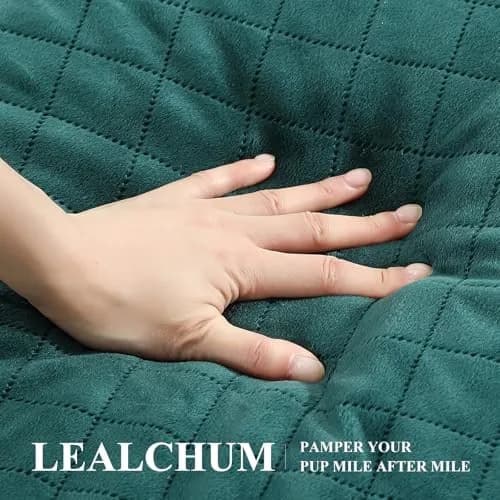 Lealchum Dog Car Seat for Medium/Large Dogs | Removable & Washable Pet Booster with Safety Leash (Large, Green) thumbnail 3