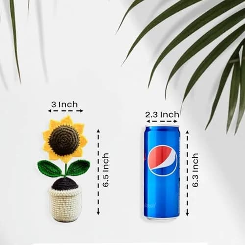 Divyakosh Handmade Crochet Sunflower Potted Plant 16.5cm (6.5in) | Hand-Woven Daisy Knitted Flower Decor thumbnail 4