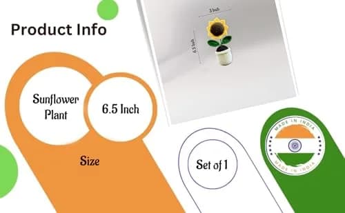 Divyakosh Handmade Crochet Sunflower Potted Plant 16.5cm (6.5in) | Hand-Woven Daisy Knitted Flower Decor thumbnail 7