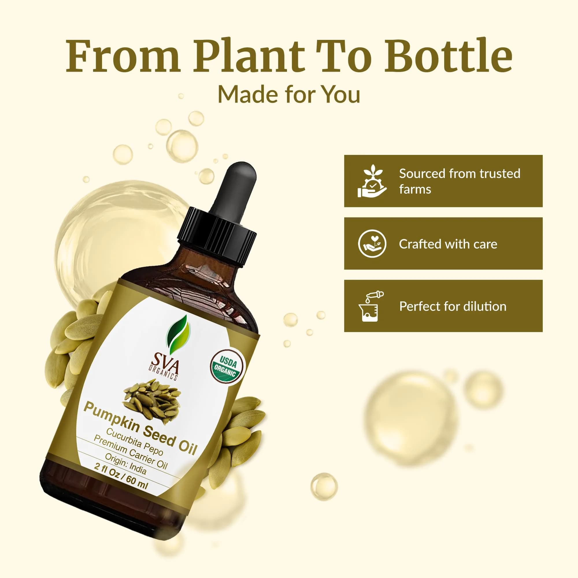 SVA ORGANICS Organic Pumpkin Seed Carrier Oil, 2 Fl Oz (60 ml) with Dropper - view 4