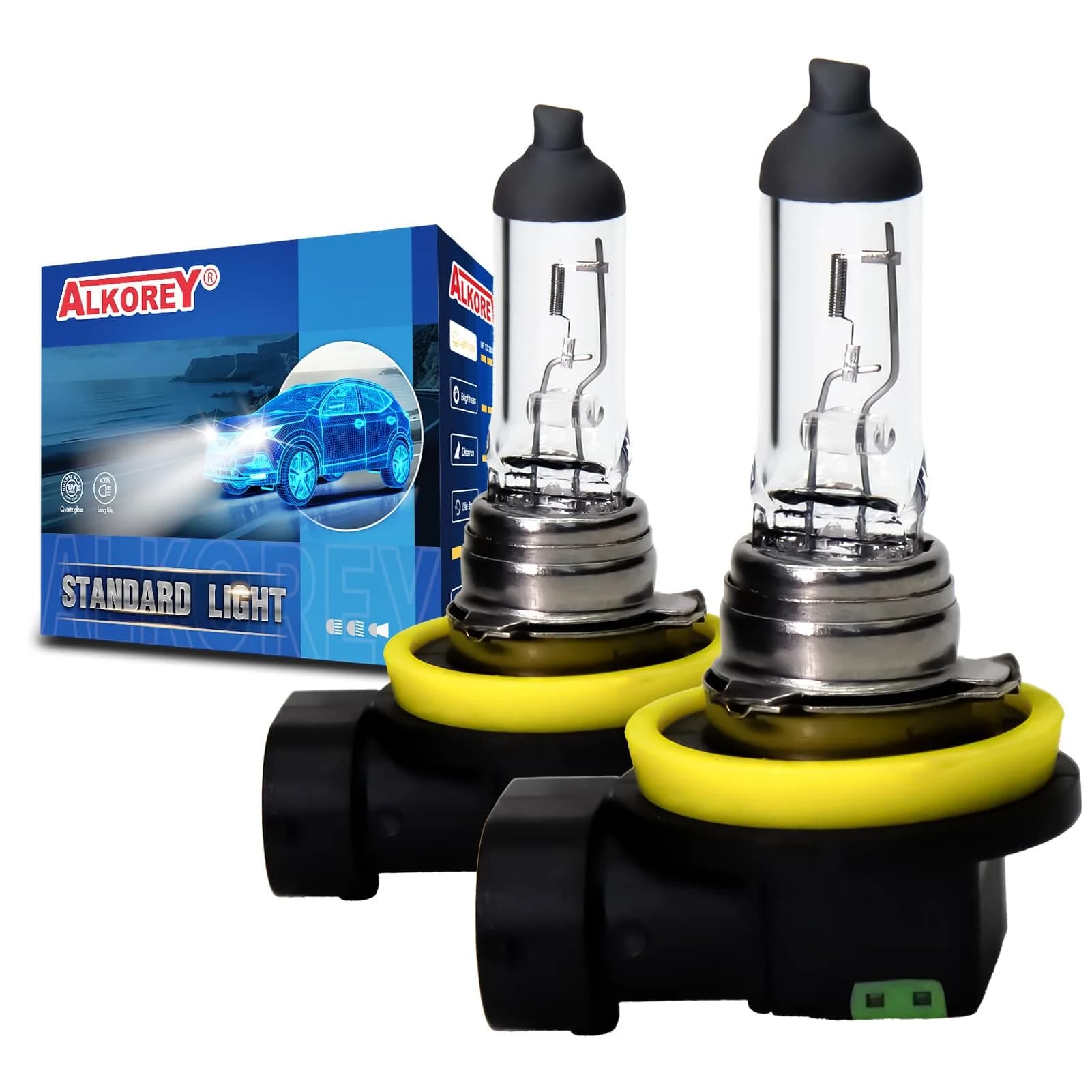 ALKOREY H11 12V55W Car Headlight | Warm White Halogen Bulb for Night Driving