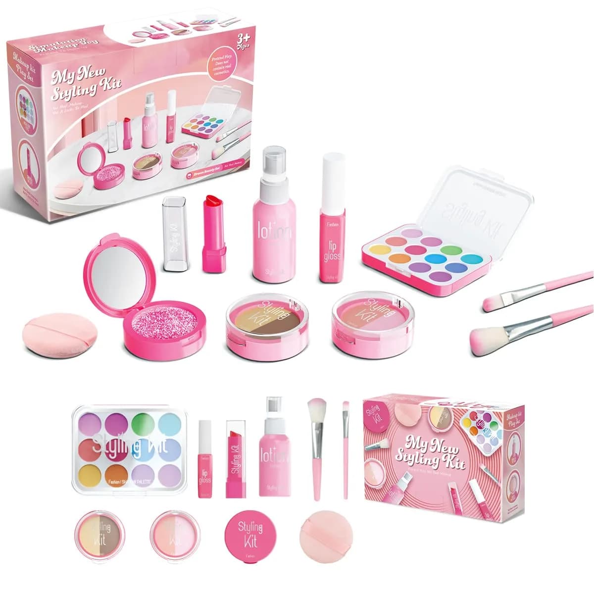 Cosaway Fake Makeup Kits for Girls 3-5 Years Old | Safe Pretend Play Toy in Pink - main product image