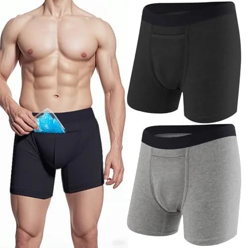 Janmercy Vasectomy Underwear Briefs for Men, Black & Gray, Large | Support & Recovery Aid thumbnail 1