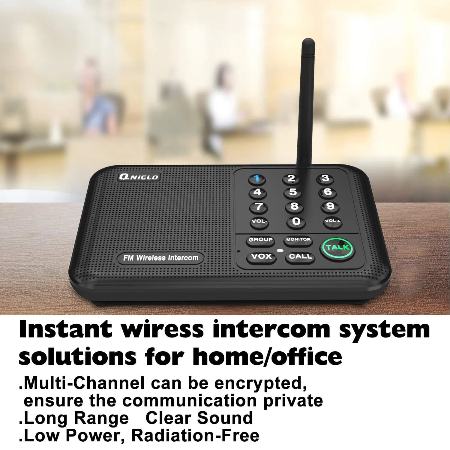 QNIGLO LD666-2P-1 Wireless Intercom System | 5280 Ft Long Range, 10 Channels, VOX Hands-Free - view 2