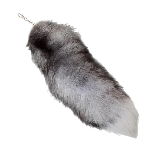 Iivos Fluffy Therian Fox Tail Keychain - Silver Blue Tail 01 - 40.6-45.7 cm (16-18 inches) thumbnail 1