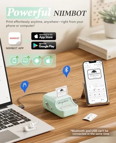 NIIMBOT B21 Label Maker Mint Green | Portable Inkless Thermal Printer 50x30mm (230 Labels) thumbnail 7