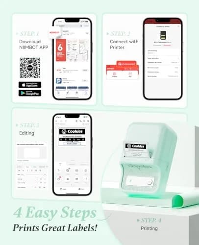 NIIMBOT B21 Label Maker Mint Green | Portable Inkless Thermal Printer 50x30mm (230 Labels) thumbnail 8