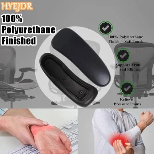 HYEJDRV Chair Armrest Replacement for Herman Miller Aeron, Graphite Black | Ergonomic & Easy Install (70-120 chars) thumbnail 5