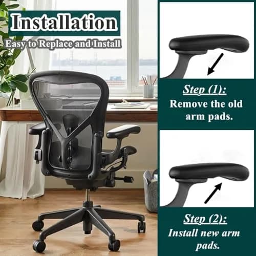 HYEJDRV Chair Armrest Replacement for Herman Miller Aeron, Graphite Black | Ergonomic & Easy Install (70-120 chars) thumbnail 6