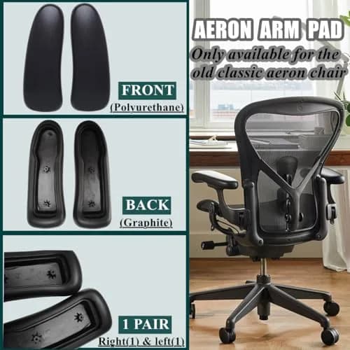HYEJDRV Chair Armrest Replacement for Herman Miller Aeron, Graphite Black | Ergonomic & Easy Install (70-120 chars) thumbnail 3