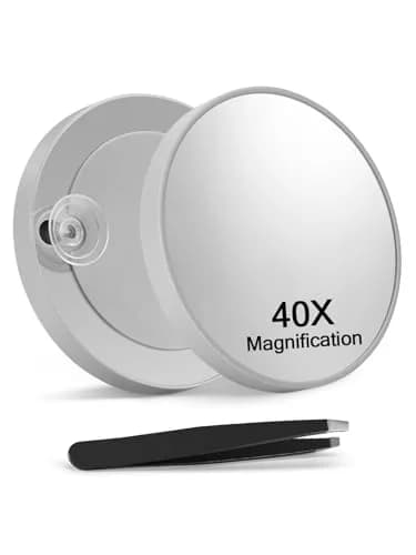 Macaki 40x Magnifying Mirror Suction Cup | Powerful 3.5 in, Grey for Precise Makeup & Grooming thumbnail 1