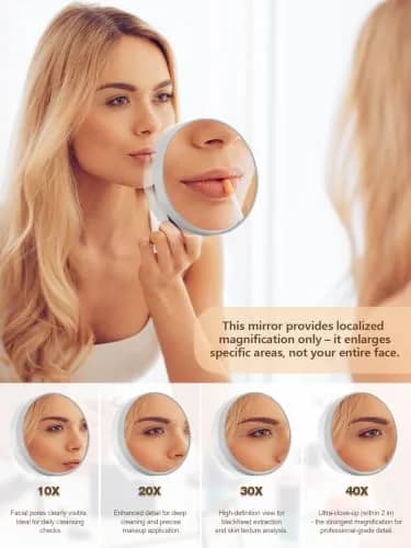 Macaki 40x Magnifying Mirror Suction Cup | Powerful 3.5 in, Grey for Precise Makeup & Grooming thumbnail 3