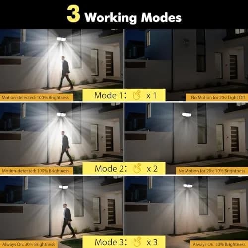 Orbecco Solar Motion Lights 288 LED 3000lm 3 Color Temps | IP65 Waterproof Outdoor Wall Mount thumbnail 5