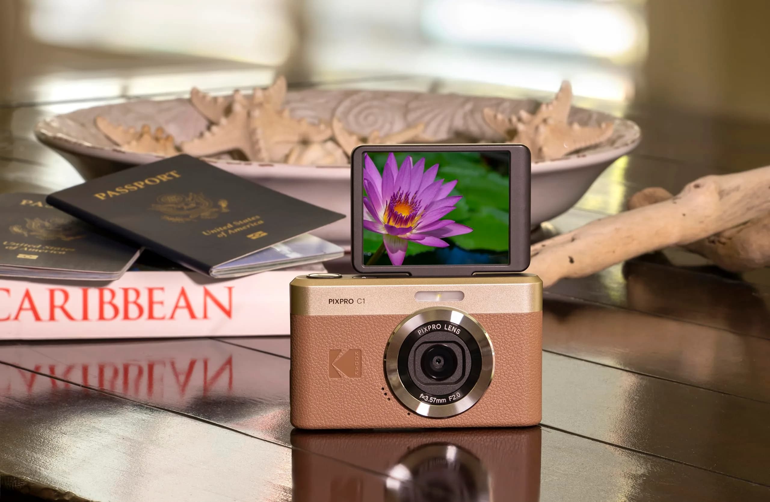 Kodak PIXPRO C1 Compact Digital Camera Brown | 13MP 1/3 BSI CMOS, 26mm F/2 Fixed-Focus, 4x Digital Zoom, 2.8" 180 Degree Tilt LCD, 1080p/60fps, USB-C Charging - view 8