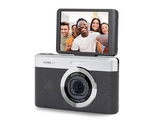 Kodak PIXPRO C1 Digital Camera, 13MP Compact Point & Shoot with 4X Optical Zoom, 180 Degree Flip Screen, 1080p HD Video, Black — Black