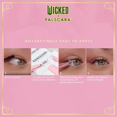 FALSCARA WICKED X False Eyelashes Natural Volume | Blue Glitter, 10 Clusters, 8-10mm, Reusable, DIY Lash Kit with Mini Bond & Applicator thumbnail 2