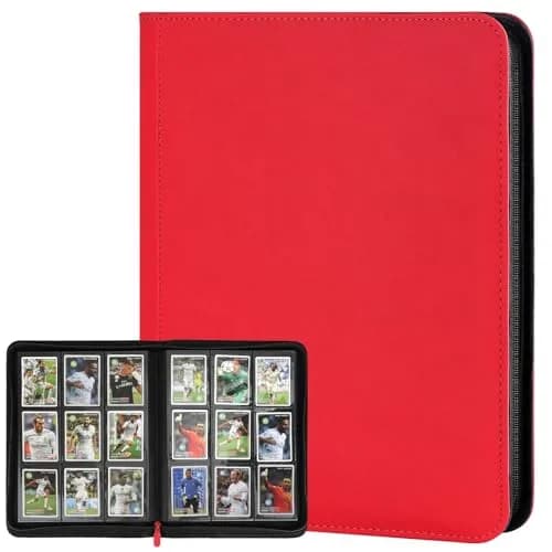 GERMUN 9 Pocket Card Binder with Zipper, 360 Card Capacity, Red | Acid-Free & PVC-Free Storage - main product image