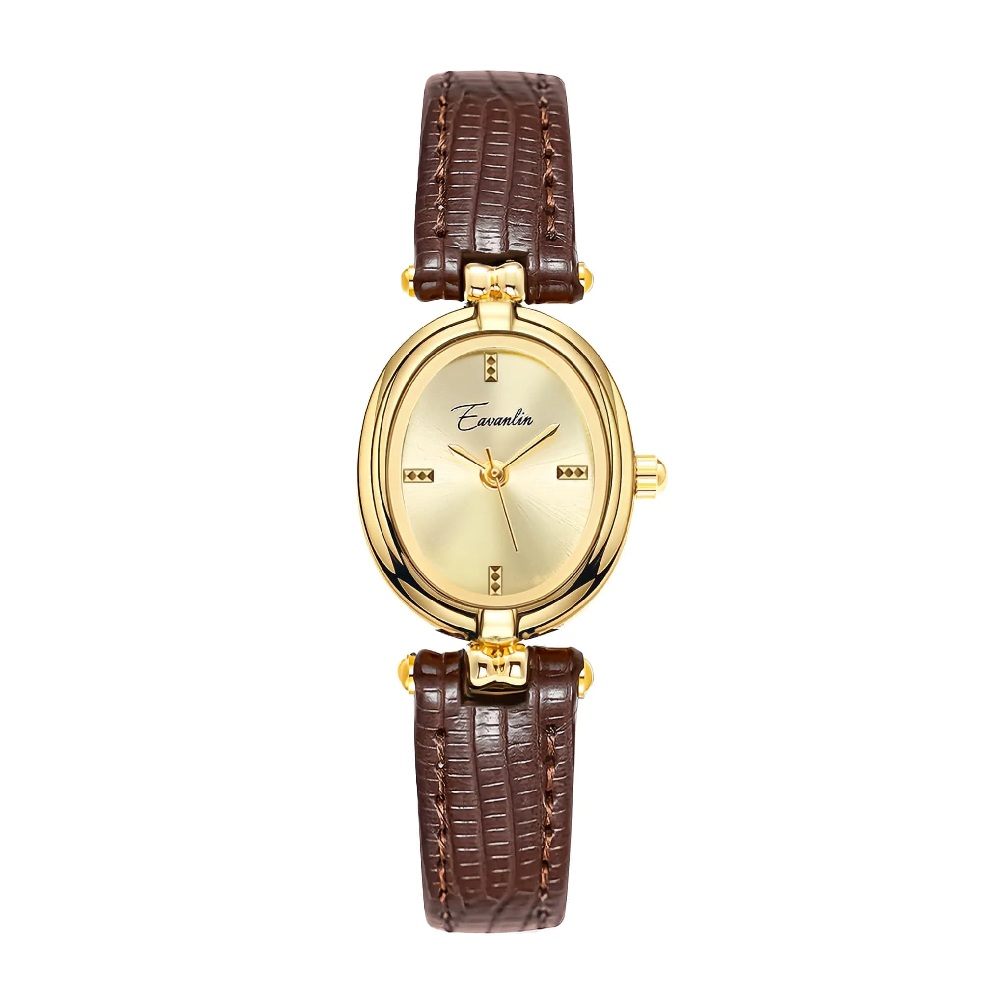 CARLIEN Women's Vintage Oval Quartz Watch 25mm (0.98") | Japanese Movement — Brown