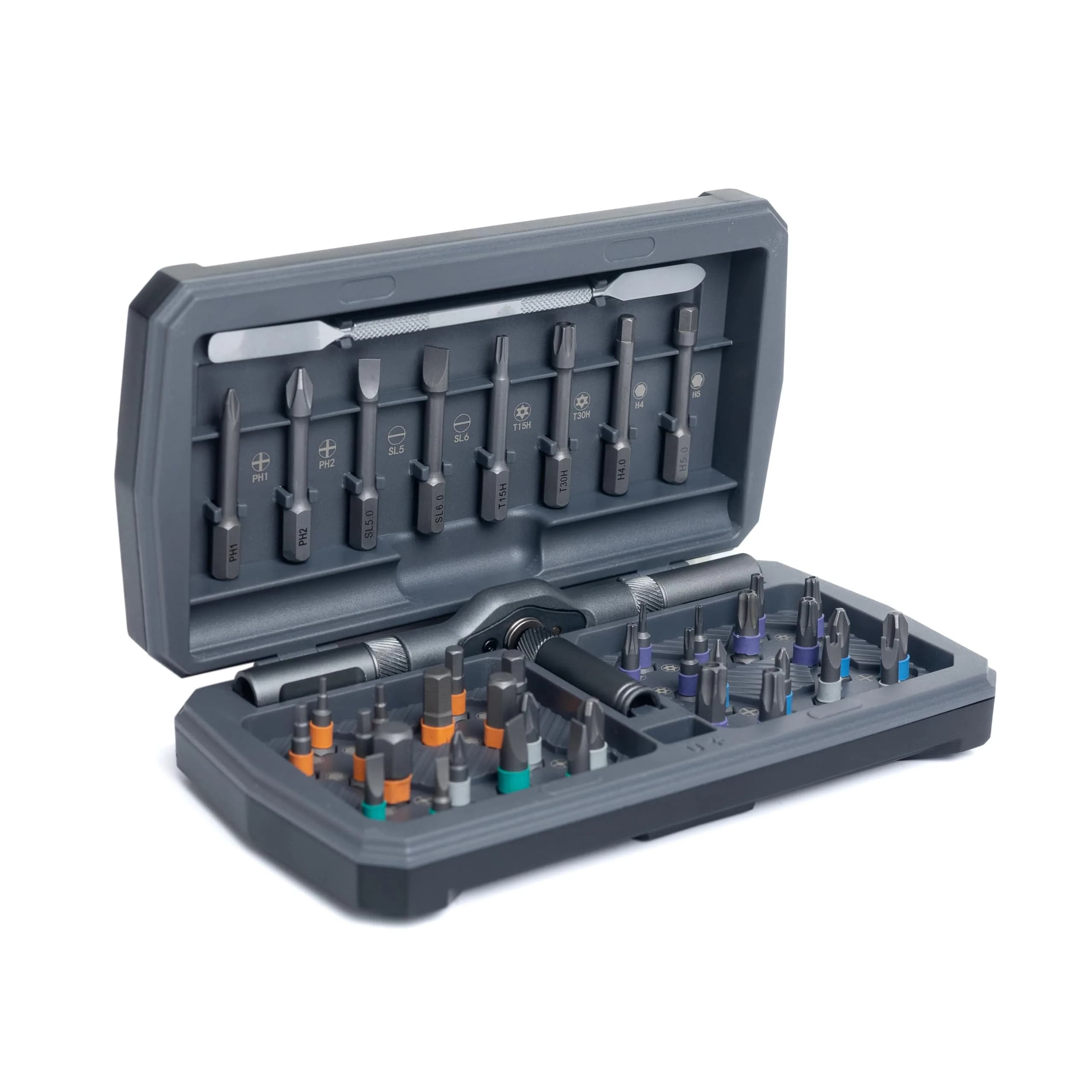 ANVANNA 42 in 1 Magnetic Screwdriver Set | Multi Bit Ratcheting Tool for DIY & Professionals — Grey Ratchet