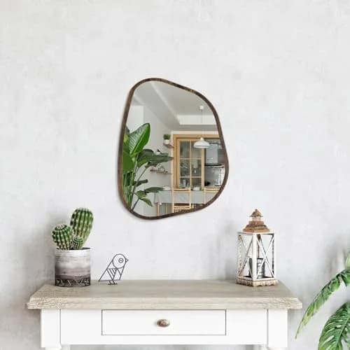 HLFMVWE Asymmetrical Accent Mirror 16"x12" | Irregular Oval Wall Decor for Bedroom & Living Room thumbnail 4