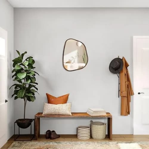 HLFMVWE Asymmetrical Accent Mirror 16"x12" | Irregular Oval Wall Decor for Bedroom & Living Room thumbnail 5
