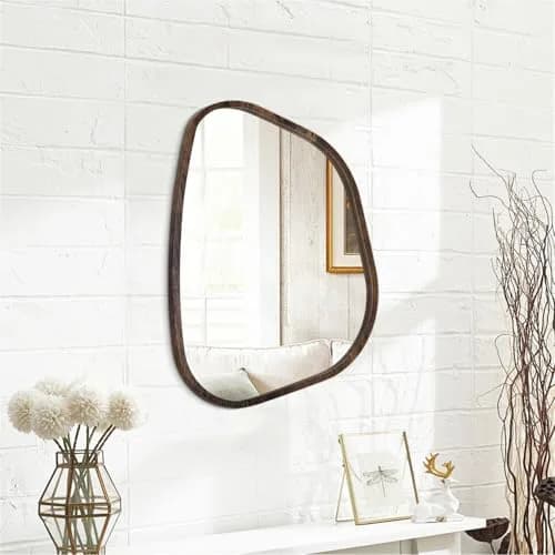 HLFMVWE Asymmetrical Accent Mirror 16"x12" | Irregular Oval Wall Decor for Bedroom & Living Room thumbnail 2