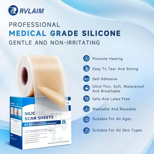 Rvlaim Silicone Scar Sheets 1.8” x 157” Roll | Medical-Grade, Reusable & Waterproof thumbnail 2