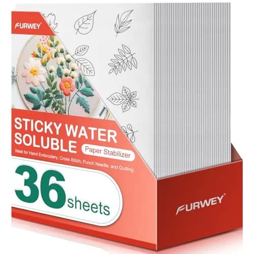 FURWEY Water Soluble Stabilizer for Embroidery,36PCS 8.5x11,Self Adhesive | Wash Away, Printable & Versatile thumbnail 1
